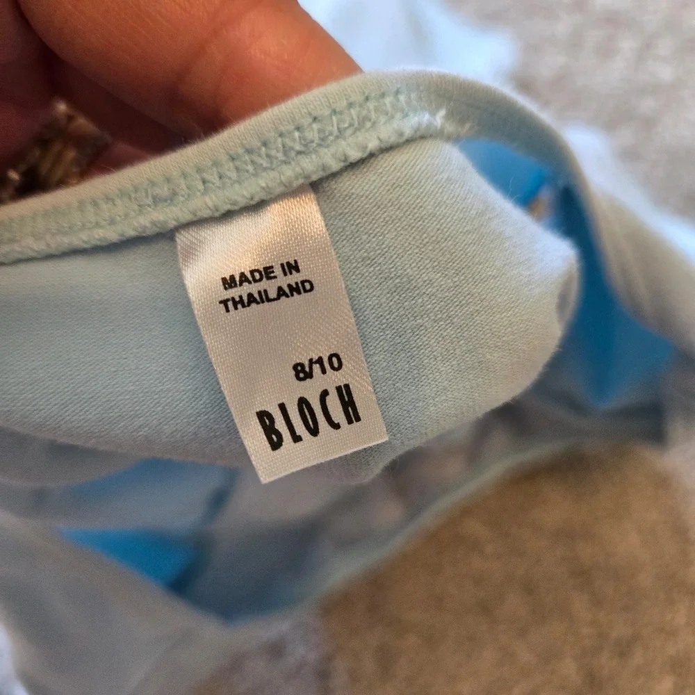 Bloch Girls Light Blue Short Sleeve Dance Leotard Size 8/10